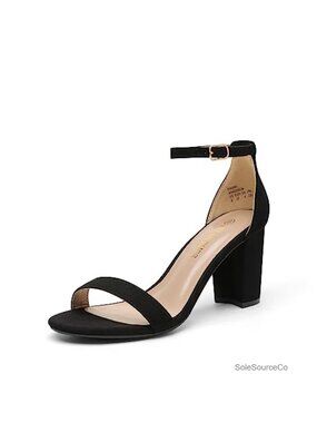 Womens Block Heel Sandals Ankle Strap Faux Suede Dress Heels 3in